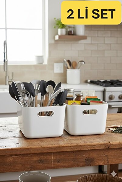 VİALEX 2 Pcs 3.5 Lt Multi-Purpose Kitchen Basket Box Jewelry Makeup Organizer...
