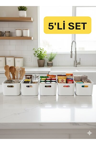 VİALEX 5 قطع سلة متعددة الأغراض سعة 3.5 لتر للمطبخ، منظم للمجوهرات ومستحضرات ...