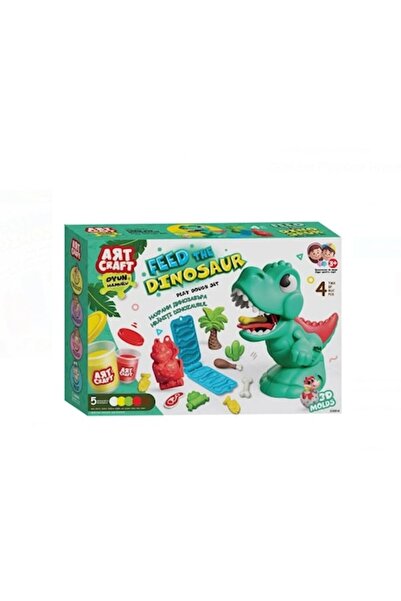 Art Craft Feed the Dinosaur children's play dough set, 5 colors, 3D dinosaur, 3 food molds and palette
