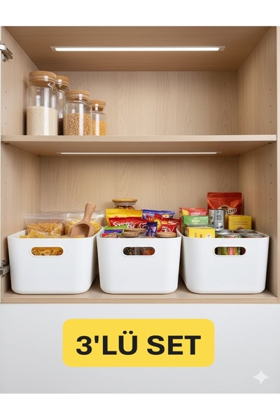 VİALEX 3 ADET 3.5 LT Çok Amaçlı Dolap İçi Düzenleyici Kutu-Buzdolabı Mutfak B...