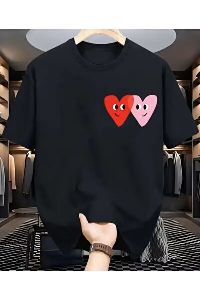 LELVANİ Tricou negru cu mânecă scurtă pentru bărbați, cu design imprimat cu i...