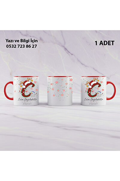 Ceymas Hediyelik Yılbaşı Noel Baba Şapkalı Harfli Kişiye Özel İsim Yazılabili...