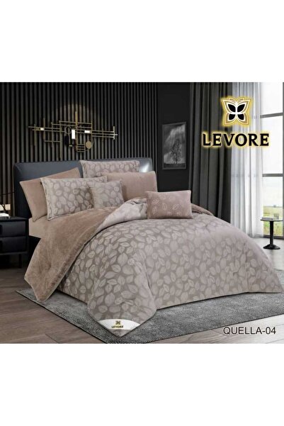 Levore Winter jacquard bedspread, single and a half size, 4 pieces, fur on velvet