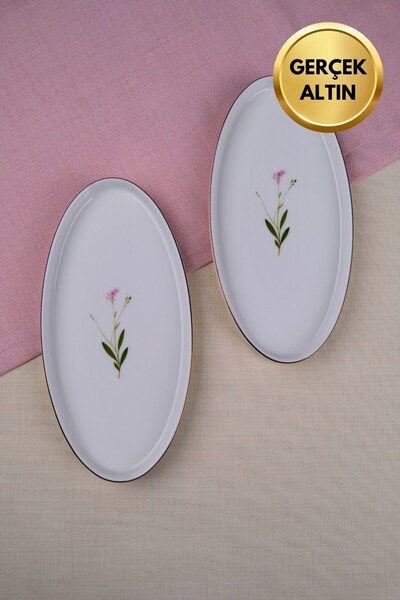 tabakevi Tabak Evi Porselen Natura Çuha Altın Yaldızlı Dik Yanaklı Kayık 26x13x2cm 2 li