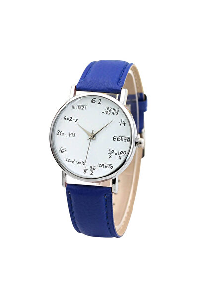 Skymag Women's watch with mathematical formulas, blue eco-leather strap, quartz mechanism