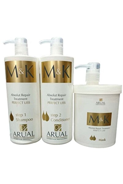 M AND K مجموعة العناية بالشعر من إم آند كيه لما بعد البروتين والكيراتين - شامبو 1000 مل + بلسم 1000 مل + ماسك 10