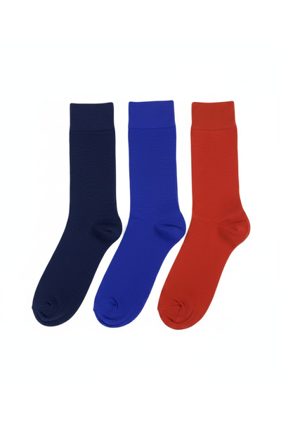 Pierre Lines 3 Pairs of Multi-Colored Trend Men's Socks (Red, Cobalt Blue, Navy Blue)