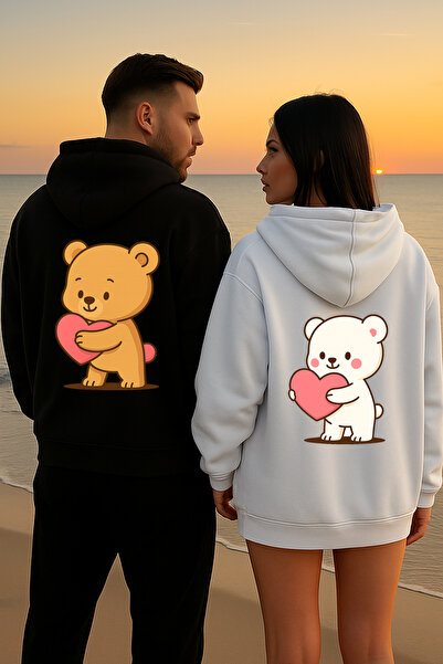 NEVERMIND Hanorac combinat cu inimă de ursuleț iubit – unisex supradimensiona...