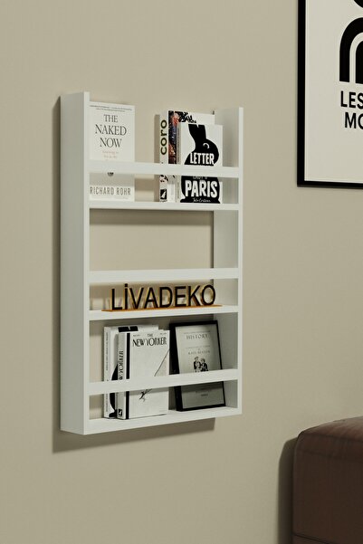 Livadeko 3 Raflı Kitaplık – Louren 90×60 cm Kitap Rafı, Modern Tasarım –