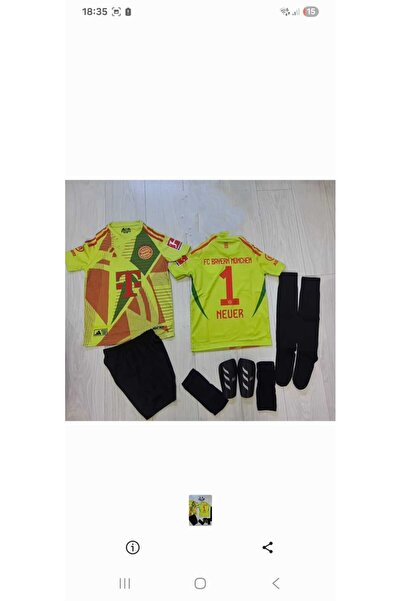 OEM Goalkeeper equipment for children 14/15 years old, jersey + shorts + leggings + defenders. NEUER/BAYERN MUNCHEN