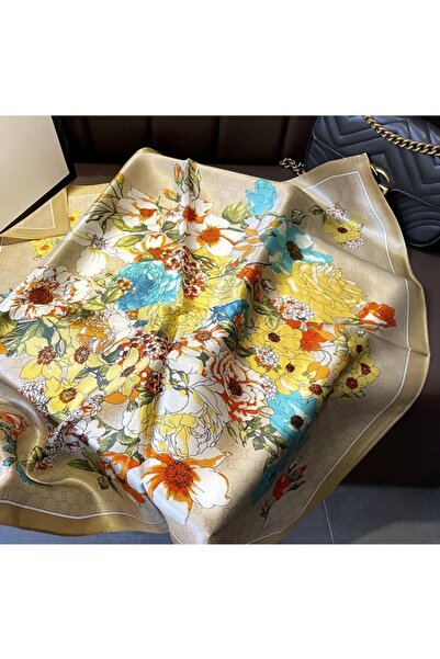 AKSESUARIM Colorful, Special Patterned 70X70 Size Stylish Satin Scarf