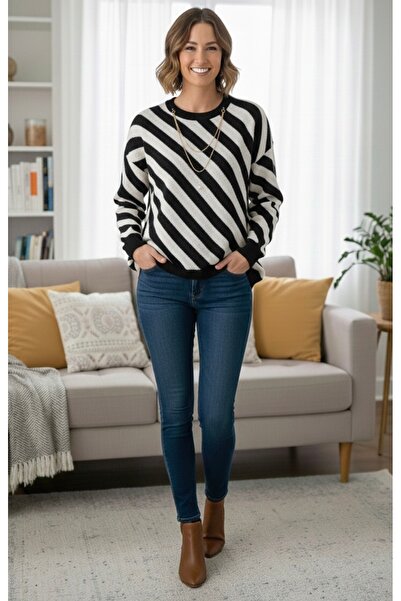 BİLGENS BUTİK Pulover tricotat pentru femei cu detaliu de colier detașabil