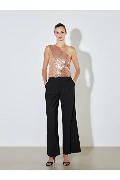 LC Waikiki Soulife Sarı Tek Omuz Pul Payetli Bluz