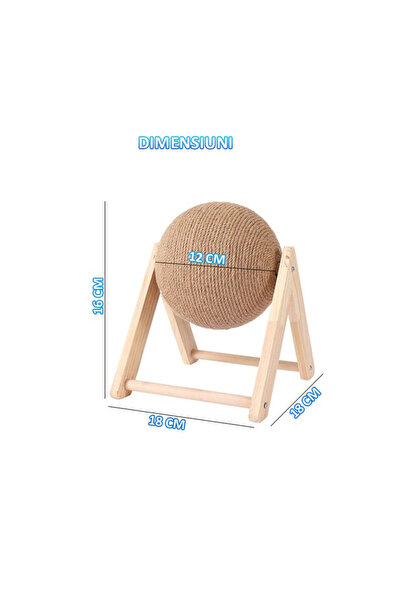 OEM Jucarie Pisici Zgariat Minge Rotativa, cu Sisal Stativ Lemn, 12/16/20 cm ...