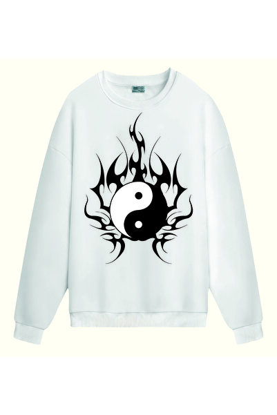 PİXELİA Peace Symbol Printed Sweatshirt
