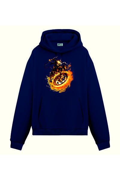 PİXELİA سويت شيرت هايتل درايفر مطبوع بغطاء للرأس