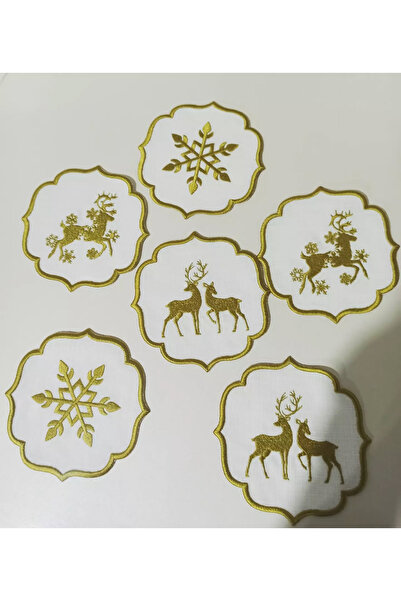 Diva Home مناديل تقديم القهوة لرأس السنة الجديدة 14×14 ذهبية اللون