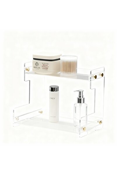 Generic A versatile, transparent, stylish two-tiered organizer shelf for arranging your cosmetics.
