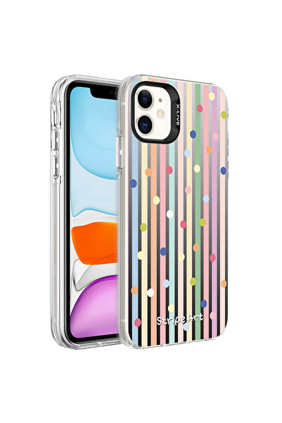 Netzy حافظة صلبة فضية منقوشة متوافقة مع هاتف iPhone 11 - نقاط