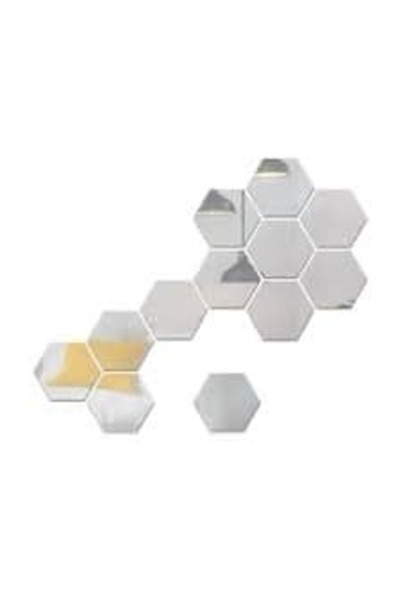 OEM Set 12 autocolante de perete tip oglinda design Hexagon 126x110x63 mm, Argintiu