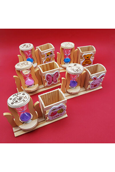 Genel Markalar Kum saati şeklinde kalemlik kalem kutusu çocuk odası masa üstü...