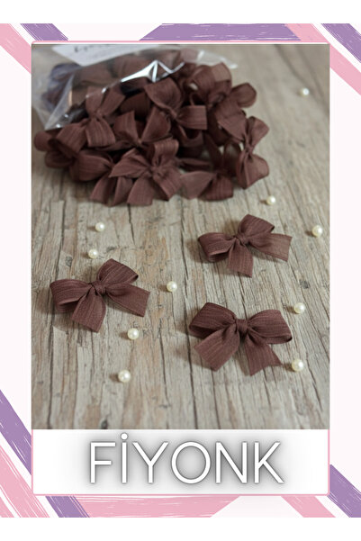 Fiyonks Atölye Linen Ribbon Ready-Made Bow, 10 Pieces Decorative Bow Ready-Ma...