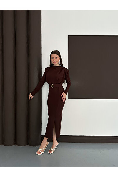 verabelle Rochie cu curea cu detaliu pliat și cu fante, pernițe pentru umeri piese