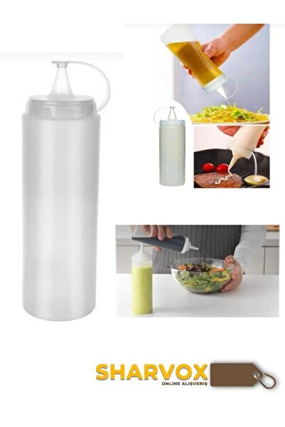 Sharvox زجاجة زيت بلاستيكية سعة 700 مل - وعاء زيت شفاف، زجاجة كاتشب وصلصة