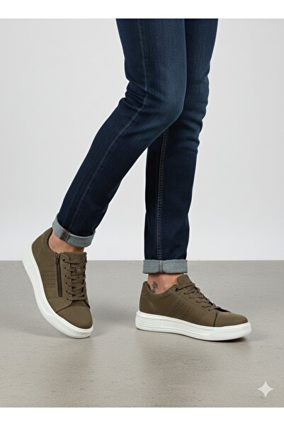 rocassi Pantofi pentru bărbați piele naturală cu fermoar sneakerși Bej