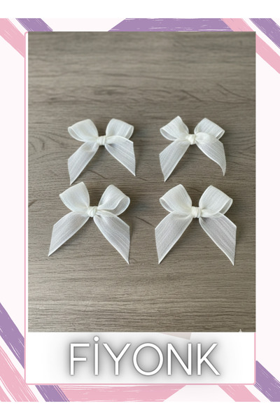 Fiyonks Atölye Keten Kurdele Hazır Fiyonk, 50 Adet Süsleme Fiyonk Hazır El Ya...