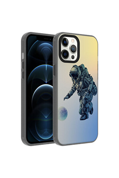 Netzy حافظة صلبة متوافقة مع هاتف iPhone 12 Pro Max بنمط SAFA Dragon-Astronaut