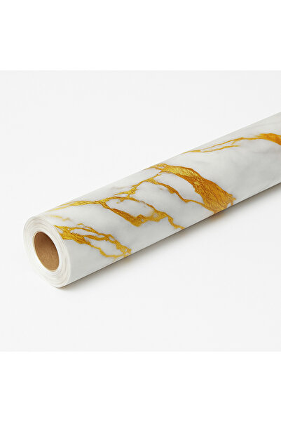 OEM Self-adhesive wallpaper white marble with golden-brown veins MT-230, 3 m ...