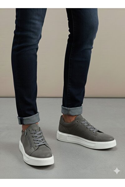 rocassi Ανδρικά παπούτσια Γνήσιο Δέρμα με φερμουάρ Αθλητικό παπούτσι σε γκρι ...