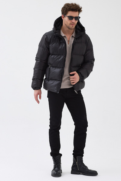 TREND KOMBİN Men's Black Water and Windproof Puffer Jacket