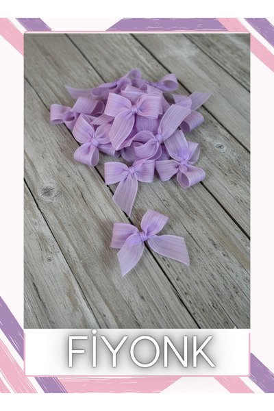 Fiyonks Atölye Keten Kurdele Hazır Fiyonk, 50 Adet Süsleme Fiyonk Hazır El Ya...