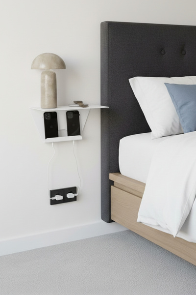 Grandmix Duvara Monte Yan Sehpa Komodin Şarj Kablosu Düzenleyici Raf