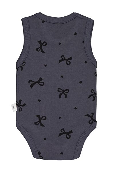 Civil Baby Bow Print 1-36 Months Snap Fastener Bodysuit - Gray 1-3 Months