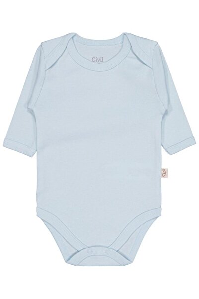 Civil Baby Solid Color Long Sleeve Snap-On Bodysuit - Blue 0-1 Month