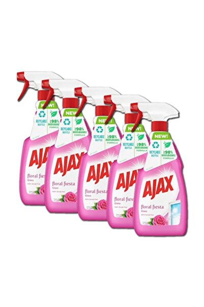 Ajax Floral Fiesta Flowers Bouquet Pink Window Cleaner Pack, 500 ml x5
