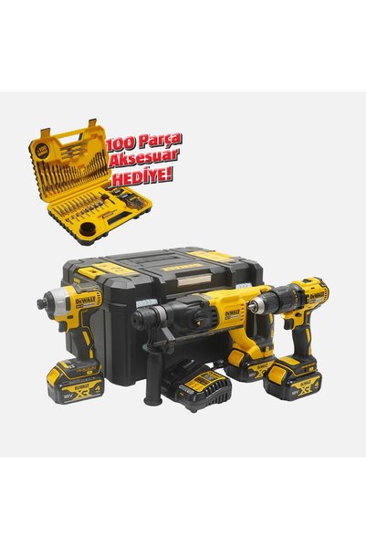 Dewalt DCD778 Kömürsüz Darbeli Şarjlı Matkap DCF787 Akülü Torklu Vidalama DCH133 Kırıcı Delici Hilti Set