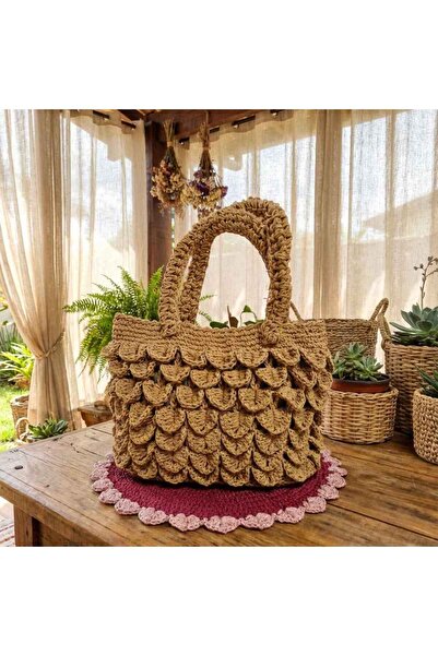 YASMİNEL Crocodile Pattern Bag with Lined Interior and Snap-Button Handle Design