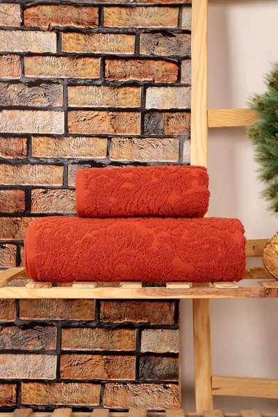 Mira Home طقم مناشف حمام من قماش الجاكار مكون من قطعتين بنمط بلاط