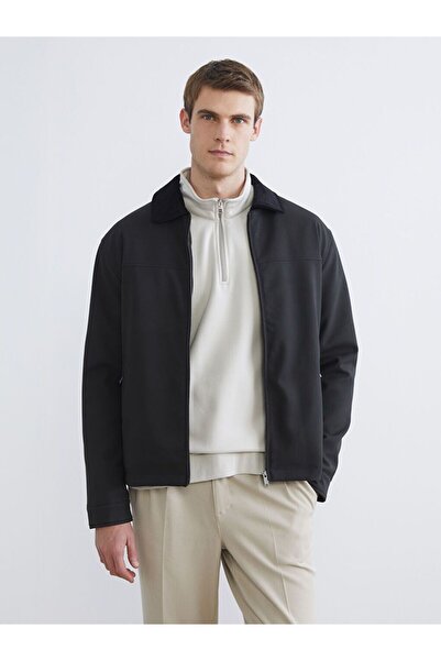 LC Waikiki معطف رجالي من ساوث بلو بياقة مخملية قياسية