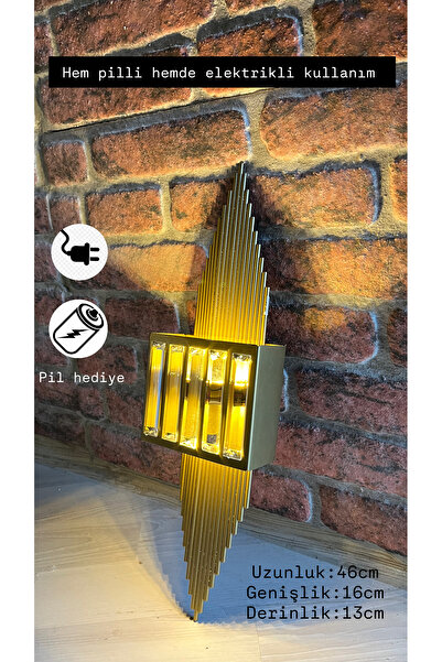 taşatan yapı Eskitme renkli ledli Hem pilli hem elektrikli duvar , tv ünitesi ve dış mekan piramit aplik (1 adet)