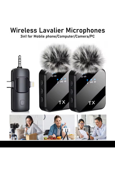 Universal Leerfei F11-2 Kablosuz Yaka Mikrofonu 2'Li|Type-C Alıcılı |Tüm Tele...