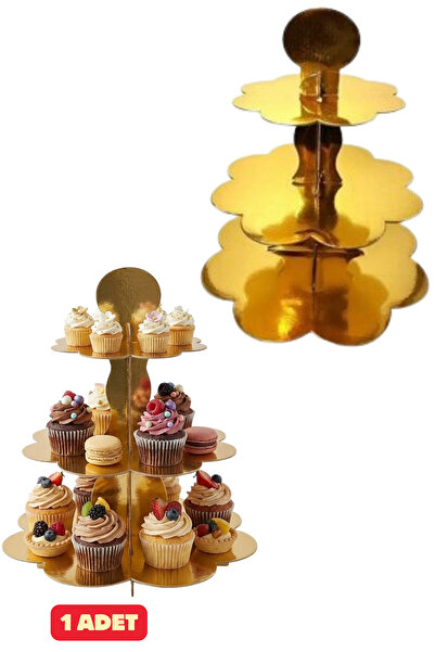 Baloncu Dede Gold Kek Standı Cupkek Standı Doğum Günü Özel Gün Kutlama Parti İçin Karton Kek Standı