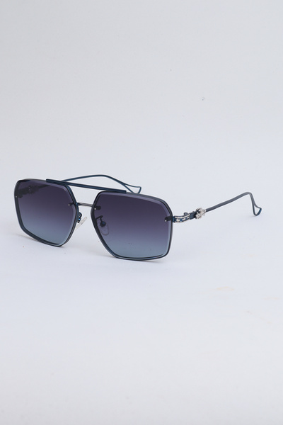 Kapin Boris Metal Detailed Rectangular Sunglasses - Navy Blue