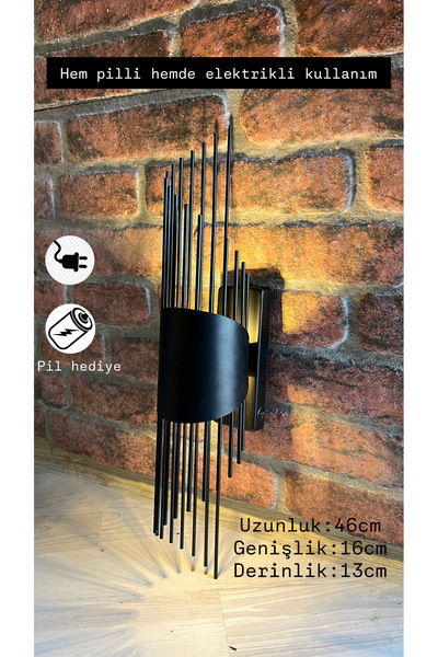 taşatan yapı Siyah renkli ledli Hem pilli hem elektrikli duvar , tv ünitesi v...