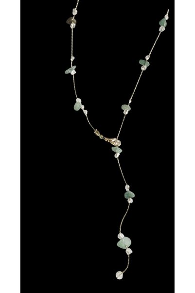 MITH SB TAKI Aventurine (Lucky Stone) Natural Broken Stone Adhesive Y Necklace