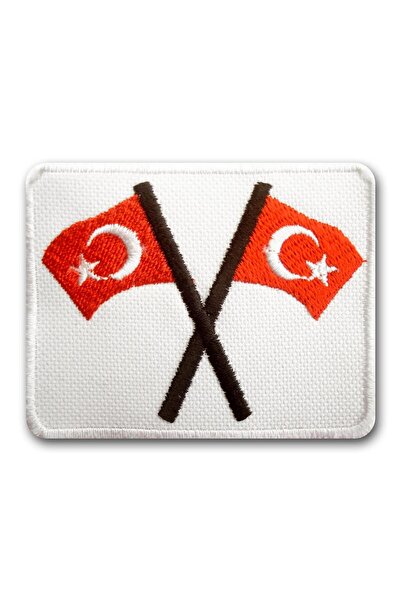 Üniformanya Crossed Turkish Flag Coat of Arms White Background